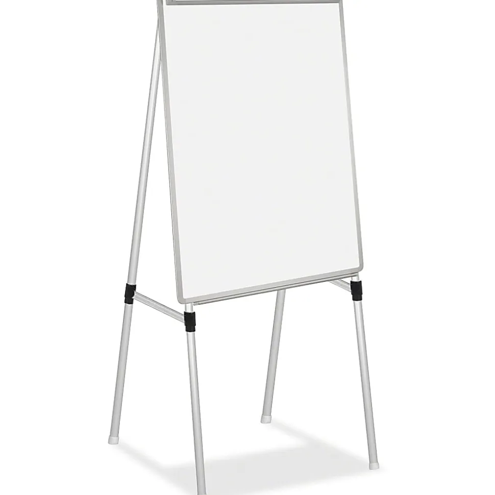 MasterVision Quadpod Presentation Easel - 28" (2.3 ft)x 40.5" (3.4 ft) - White Surface - Gray Aluminum Frame - Rectangle - Floor Standing, Tabletop