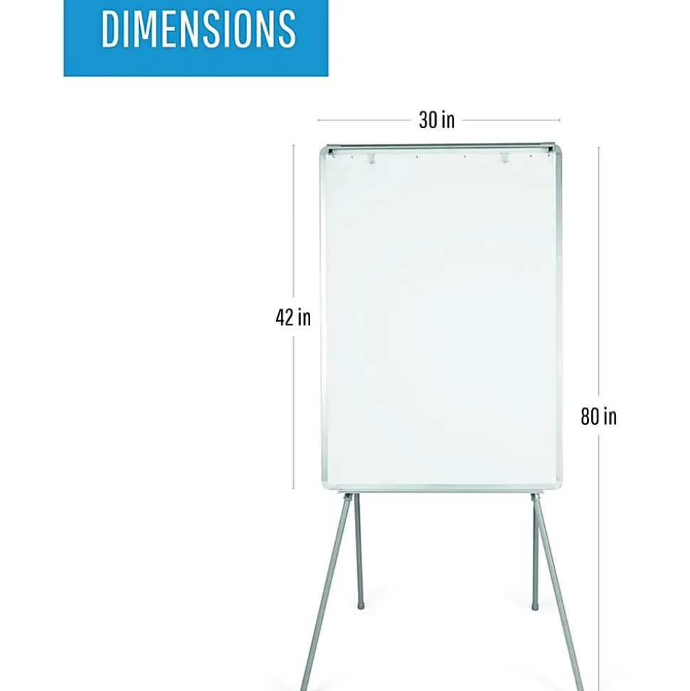 MasterVision Quadpod Presentation Easel - 28" (2.3 ft)x 40.5" (3.4 ft) - White Surface - Gray Aluminum Frame - Rectangle - Floor Standing, Tabletop