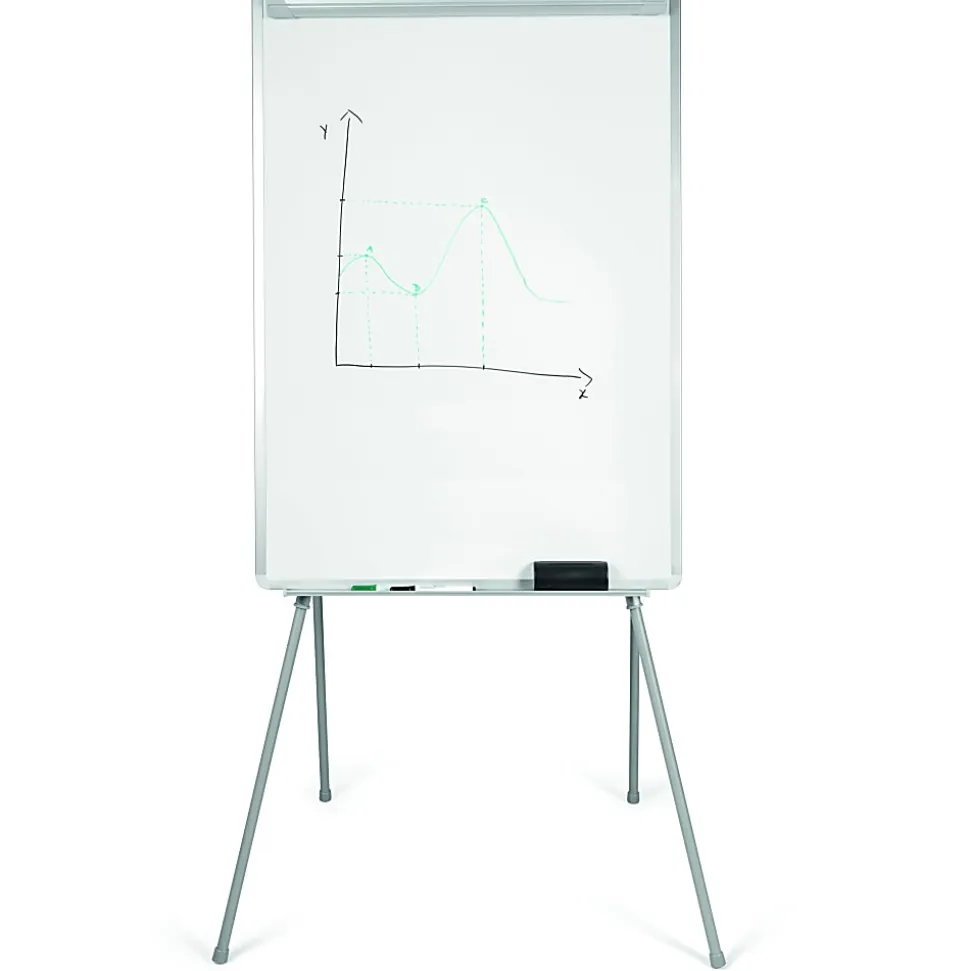 MasterVision Quadpod Presentation Easel - 28" (2.3 ft)x 40.5" (3.4 ft) - White Surface - Gray Aluminum Frame - Rectangle - Floor Standing, Tabletop
