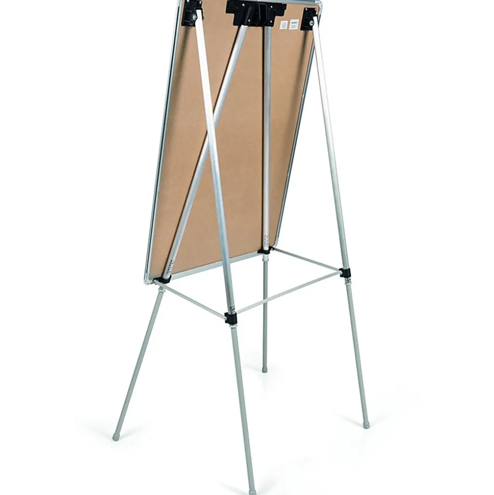 MasterVision Quadpod Presentation Easel - 28" (2.3 ft)x 40.5" (3.4 ft) - White Surface - Gray Aluminum Frame - Rectangle - Floor Standing, Tabletop