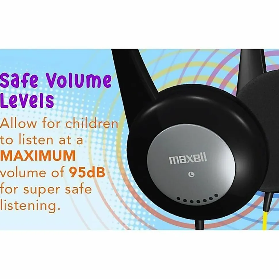 Maxell Action Kids Headphones With Mic - Stereo - Wired - Over-the-head - Binaural - Supra-aural - 4 ft Cable