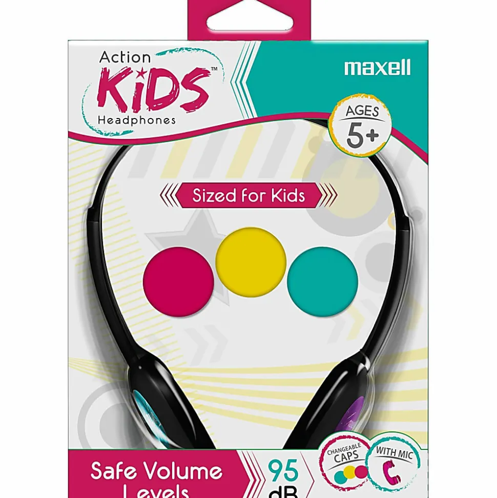 Maxell Action Kids Headphones With Mic - Stereo - Wired - Over-the-head - Binaural - Supra-aural - 4 ft Cable