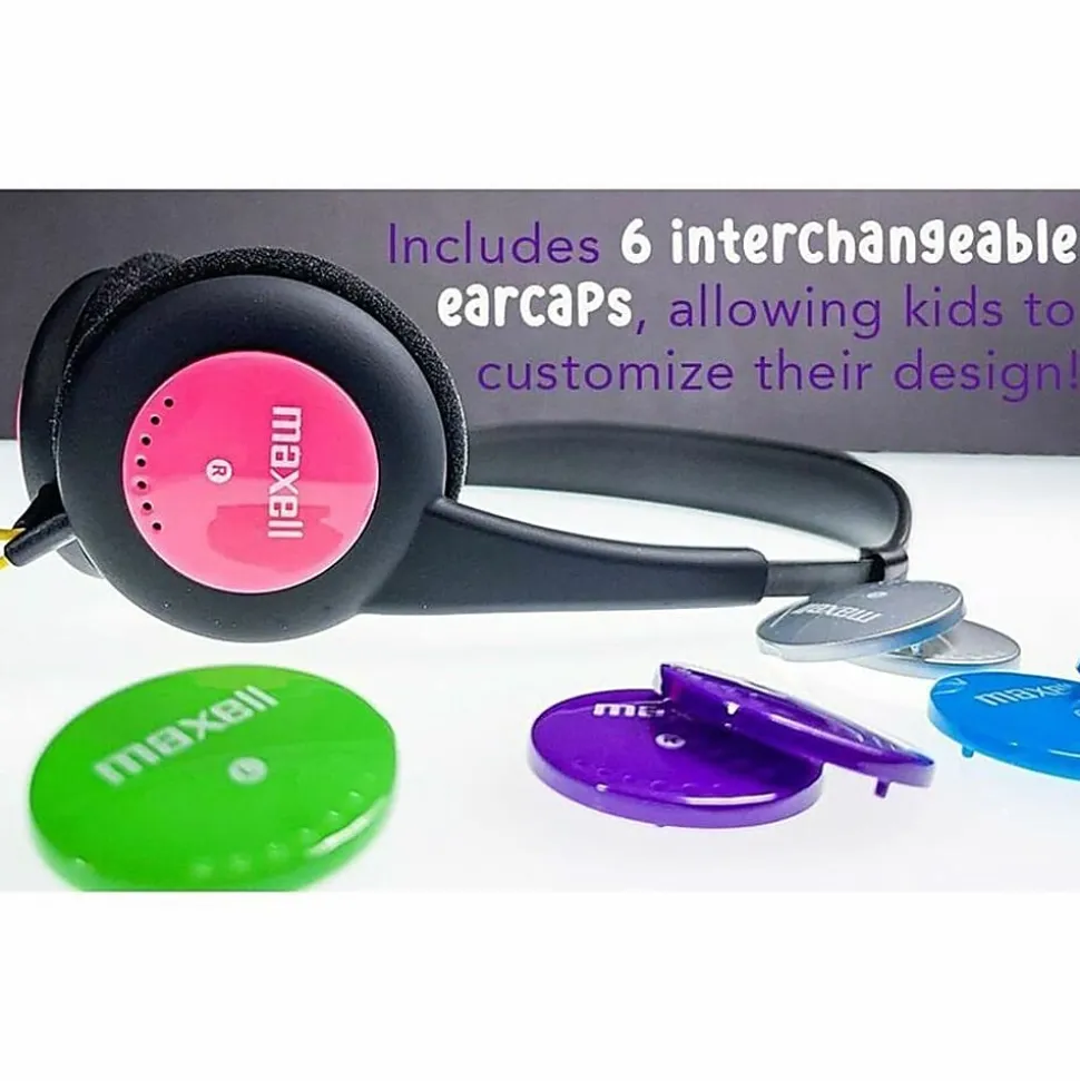 Maxell Action Kids Headphones With Mic - Stereo - Wired - Over-the-head - Binaural - Supra-aural - 4 ft Cable