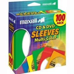 Maxell® CD/DVD Sleeves, Assorted Colors, Pack Of 100