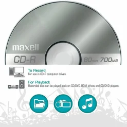 Maxell® CD-R Media Spindle, 700MB/80 Minutes, Pack Of 100