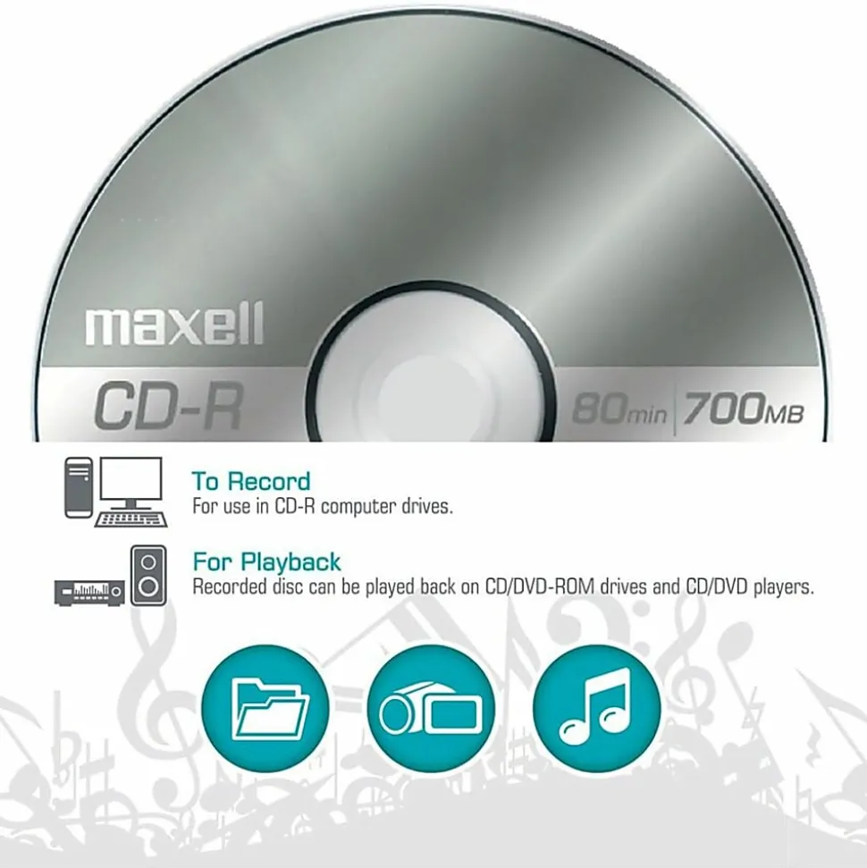 Maxell® CD-R Media Spindle, 700MB/80 Minutes, Pack Of 100