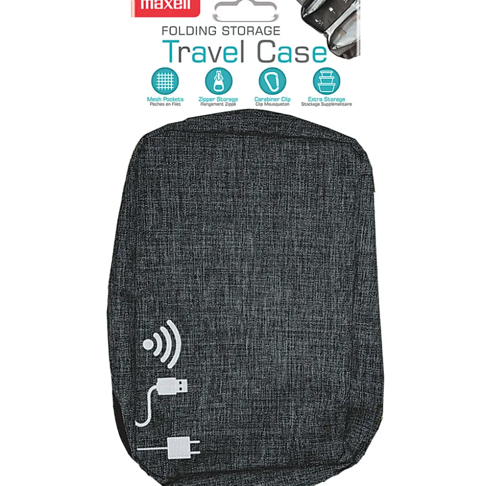 Maxell® Folding Storage Travel Case, Black, 199272