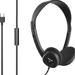 Maxell HP-101 USB-C Wired Headphones With Mic, Black, 197326