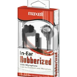 Maxell In-Ear Earbuds with Microphone and Remote - Stereo - Mini-phone (3.5mm) - Wired - 16 Ohm - 20 Hz - 190300WM