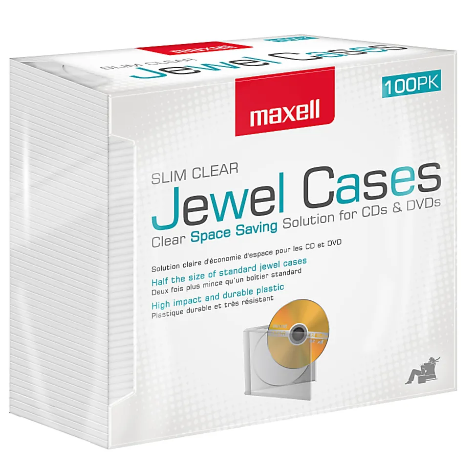 Maxell® Slim Jewel Cases, Clear, Pack Of 100