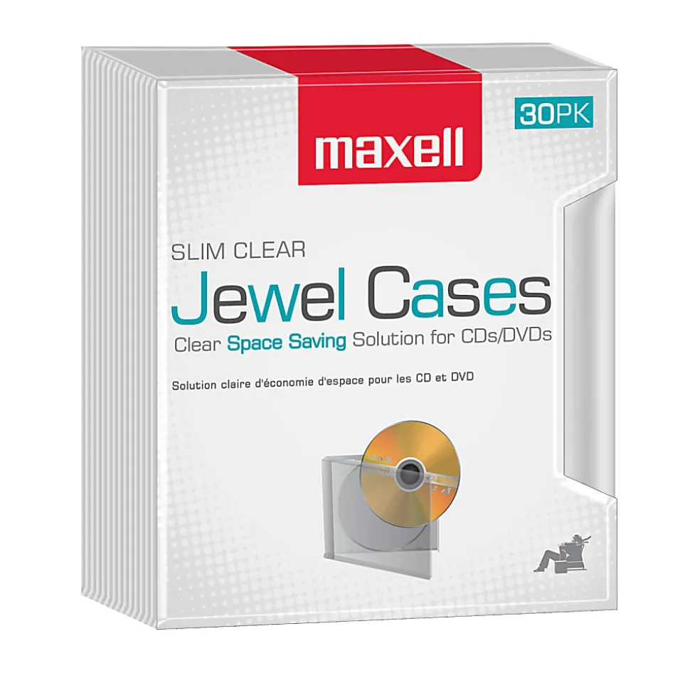Maxell® Slim Jewel Cases, Clear, Pack Of 30