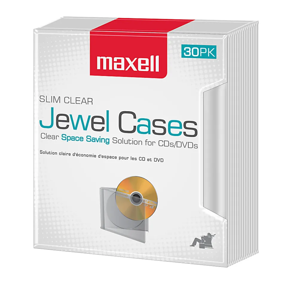 Maxell® Slim Jewel Cases, Clear, Pack Of 30