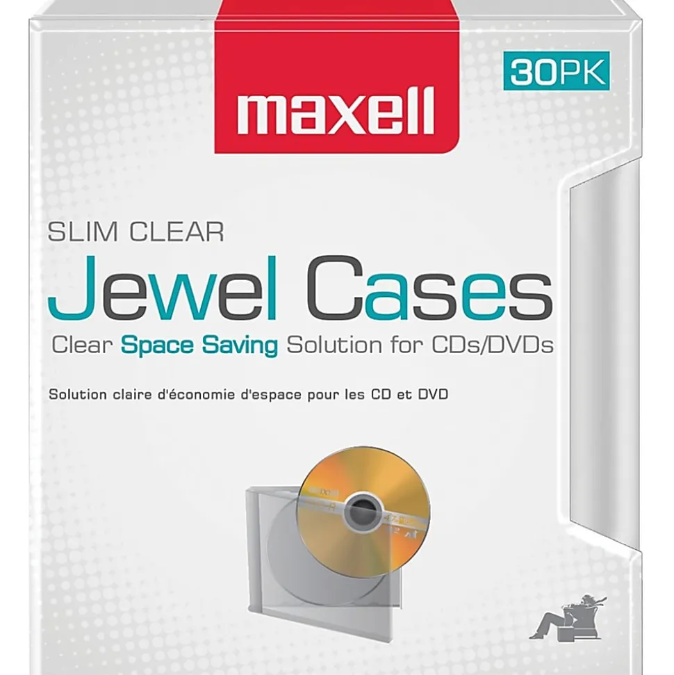 Maxell® Slim Jewel Cases, Clear, Pack Of 30
