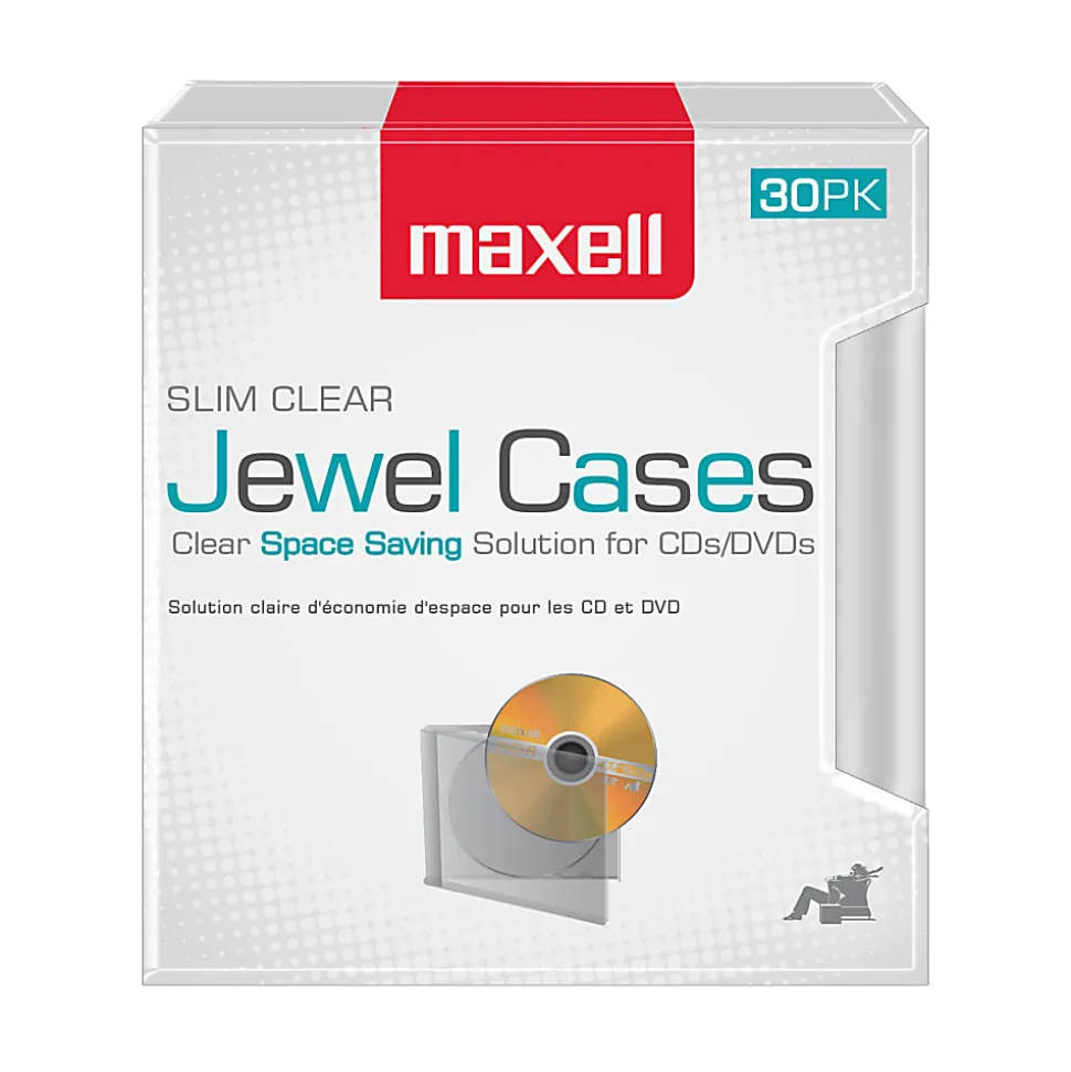 Maxell® Slim Jewel Cases, Clear, Pack Of 30