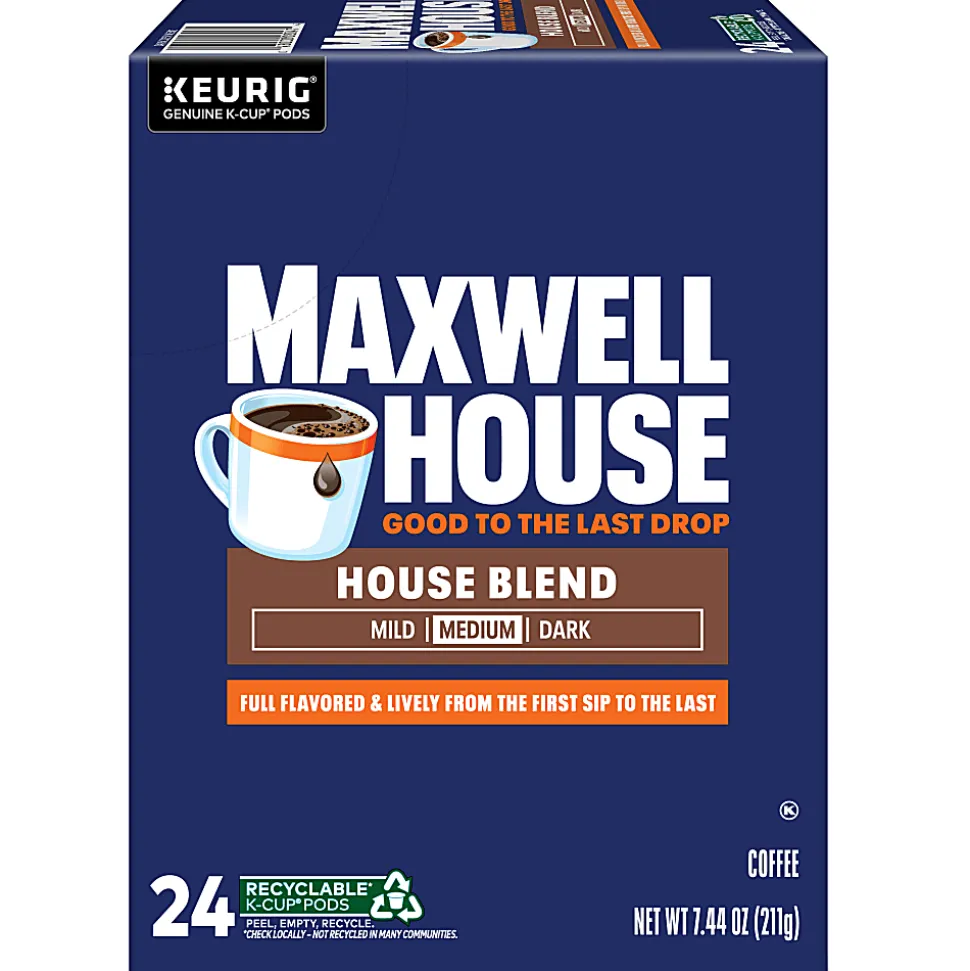 Maxwell House House Blend Coffee Keurig Single Serve K-Cup Pods, 24 Pods Per Pack, Case Of 4 Packs