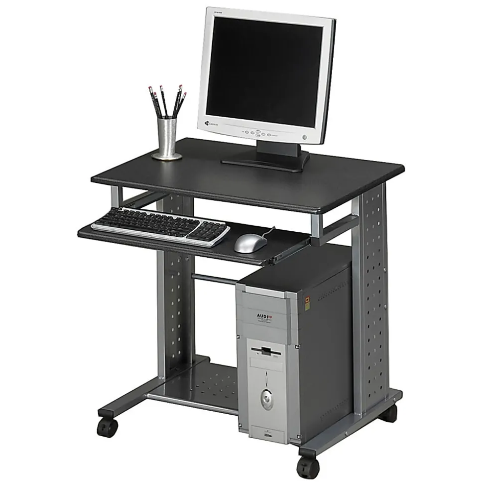 Mayline Eastwinds Empire Mobile PC Workstation, 29 3/4"H x 23 1/2"W x 29 3/4"D, Anthracite/Metallic Gray