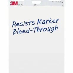 3M™ Bleed-Resistant Flip Charts, 25" x 30", White, 40 Sheets Per Pad, Pack Of 2 Pads
