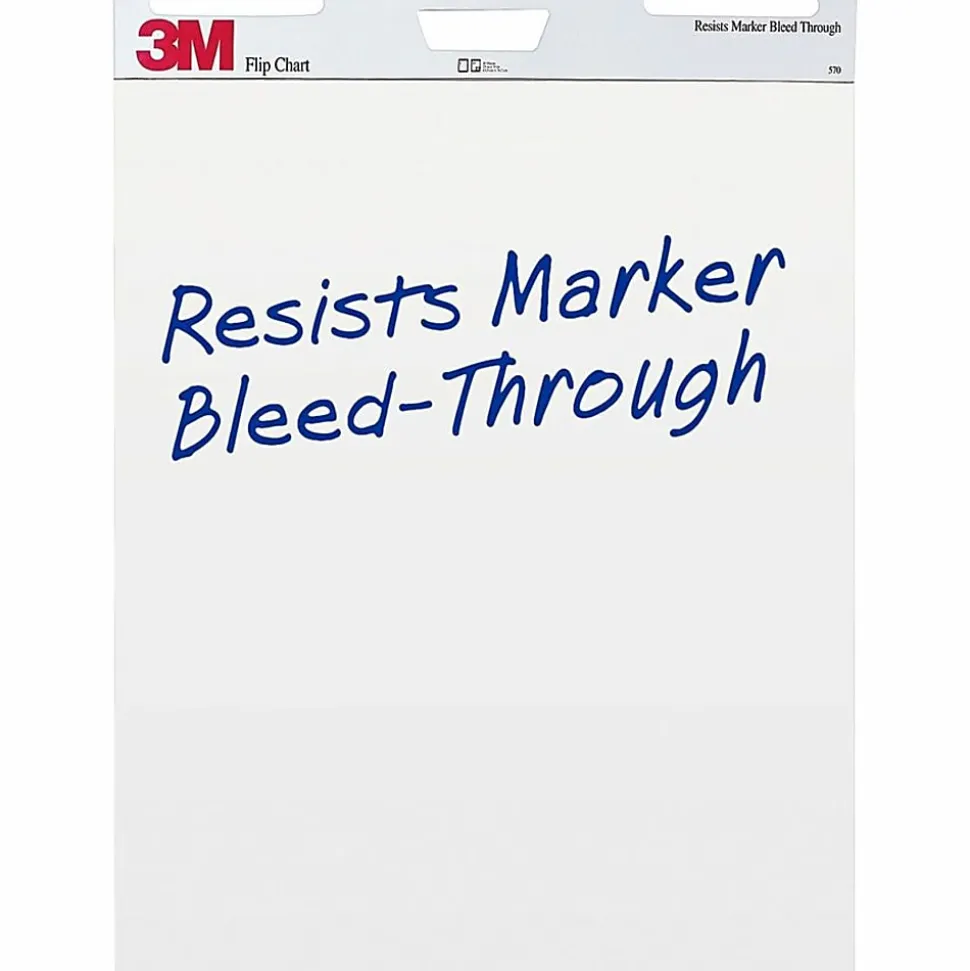 3M™ Bleed-Resistant Flip Charts, 25" x 30", White, 40 Sheets Per Pad, Pack Of 2 Pads