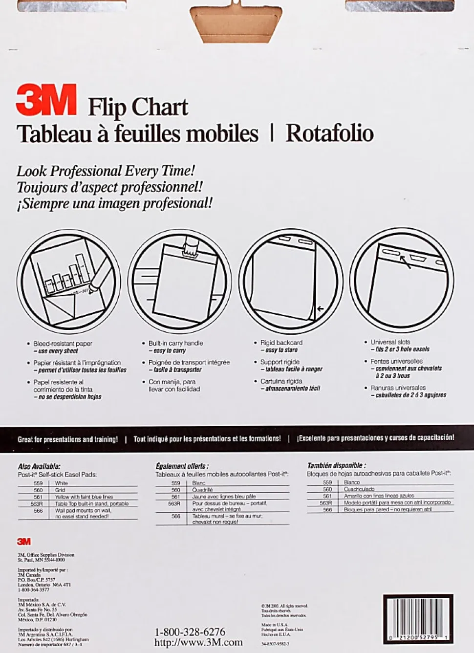 3M™ Bleed-Resistant Flip Charts, 25" x 30", White, 40 Sheets Per Pad, Pack Of 2 Pads