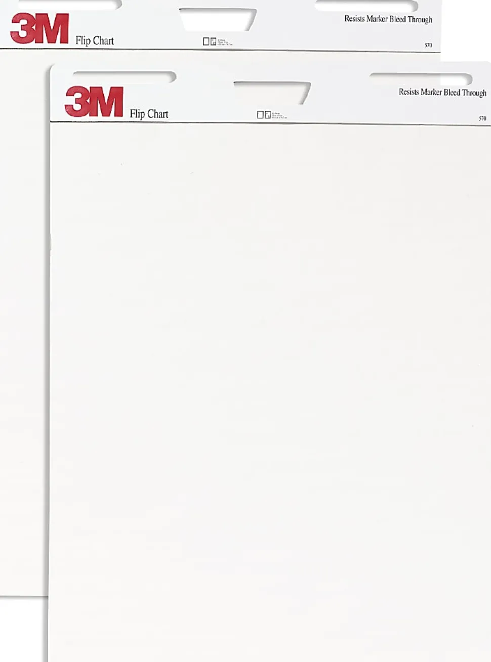 3M™ Bleed-Resistant Flip Charts, 25" x 30", White, 40 Sheets Per Pad, Pack Of 2 Pads