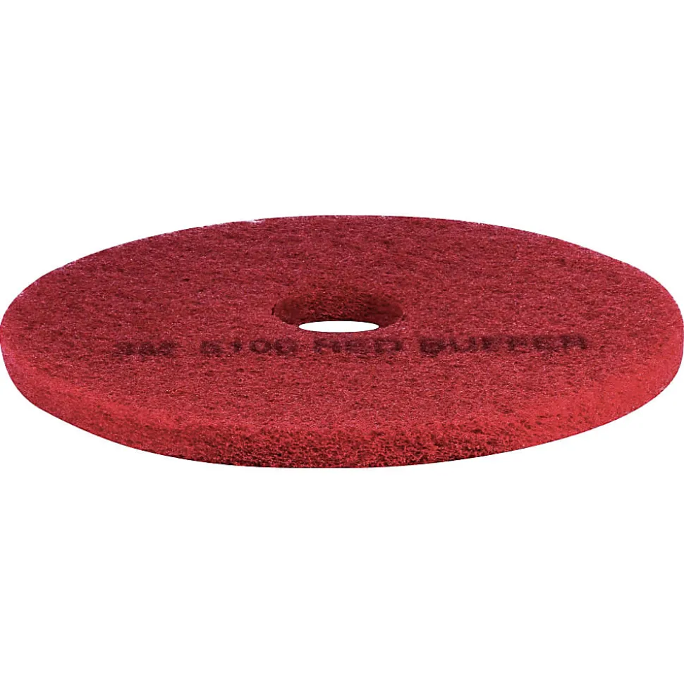 3M™ 5100 Buffer Floor Pads, 20" Diameter, Red, Box Of 5