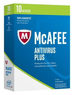 McAfee® AntiVirus Plus 2017, 1-Year Subscription, For 10 PC/Mac® Devices, Product Key