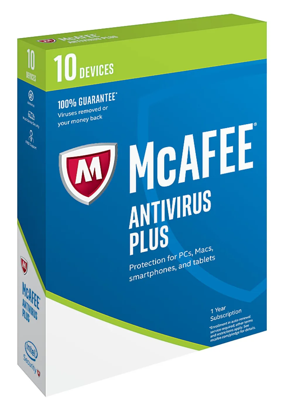 McAfee® AntiVirus Plus 2017, 1-Year Subscription, For 10 PC/Mac® Devices, Product Key