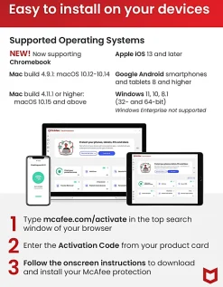 McAfee® Total Protection Antivirus & Internet Security Software, For 5 Devices, 1-Year Subscription, Windows®/Mac®/Android/iOS/Chrome OS, Product Key