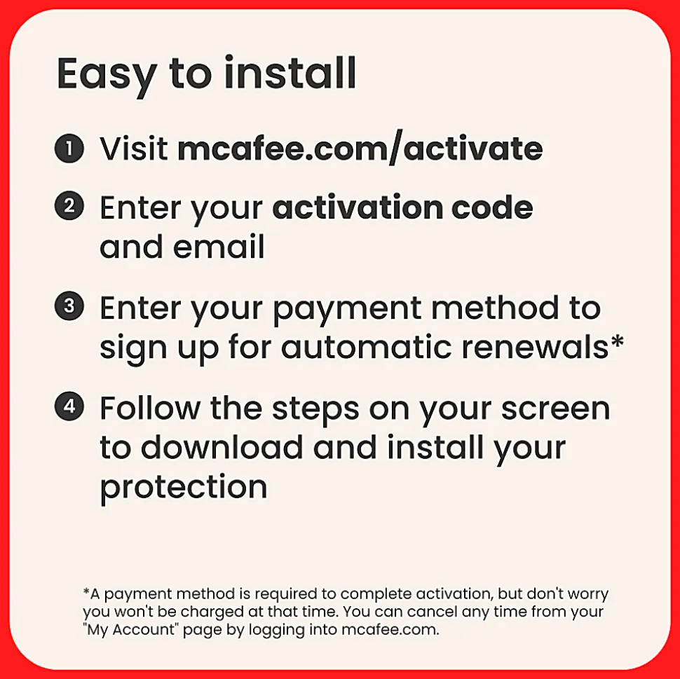 McAfee® Total Protection Antivirus & Internet Security Software, 5 Devices, 1-Year Subscription, Product Key, MTP41EOD5RAAM