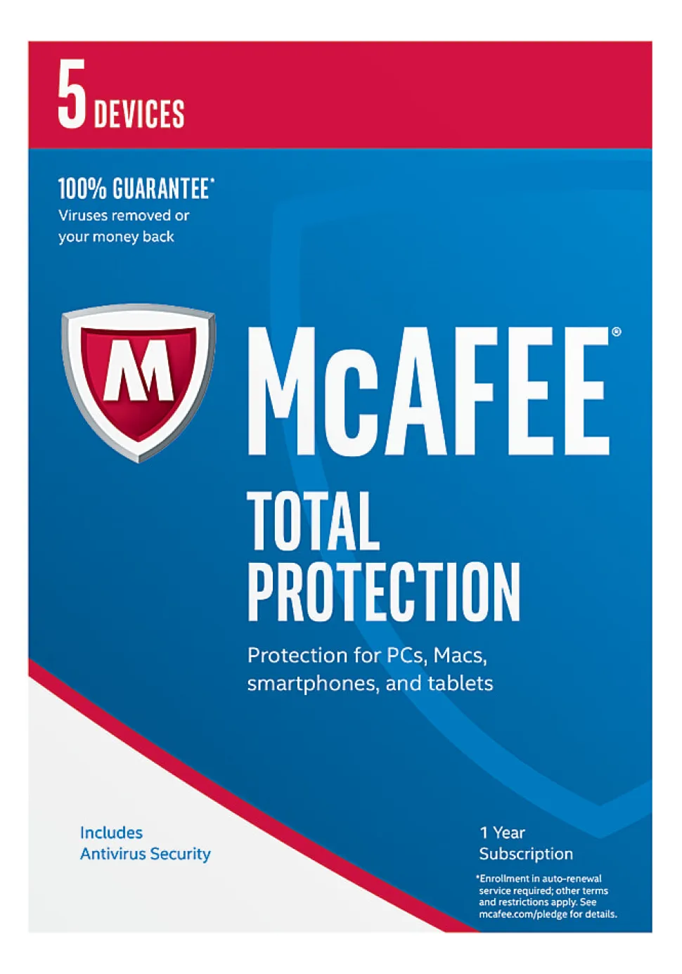 McAfee® Total Protection, For PC/Mac®, iOS And Android, 5 Devices, 1-Year Subscription, eCard