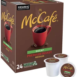 McCafe McCaf Decaf Medium Premium Roast Coffee K Cup Pods, 8.3 Oz, Pack Of 24 K Cup Pods