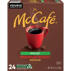 McCafe McCaf Decaf Medium Premium Roast Coffee K Cup Pods, 8.3 Oz, Pack Of 24 K Cup Pods