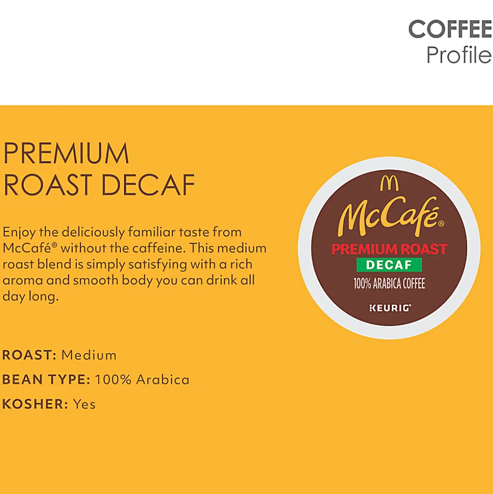 McCafe McCaf Decaf Medium Premium Roast Coffee K Cup Pods, 8.3 Oz, Pack Of 24 K Cup Pods