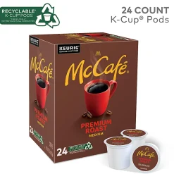 McCafe® Single-Serve Coffee K-Cup® Pods, Premium Roast, Carton Of 24