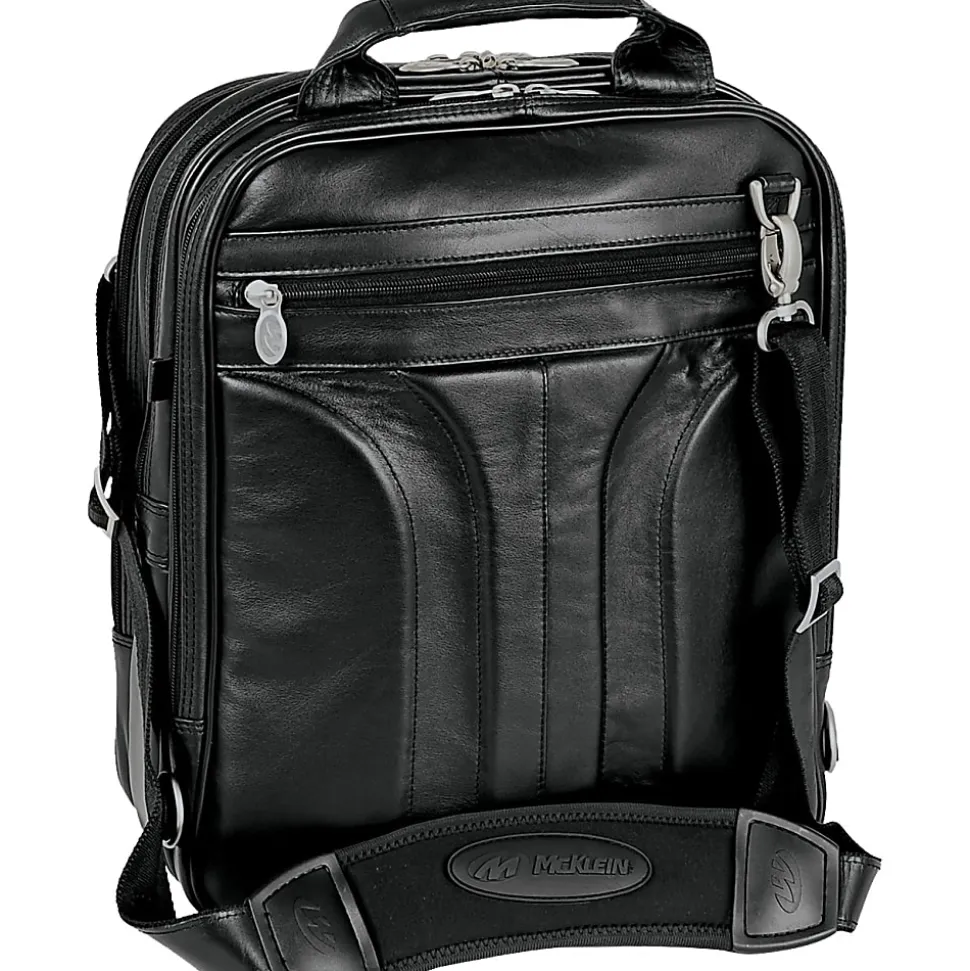 McKlein Lincoln Park Leather Convertible Computer Backpack, Black