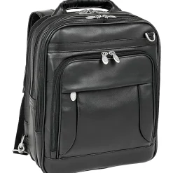 McKlein Lincoln Park Leather Convertible Computer Backpack, Black