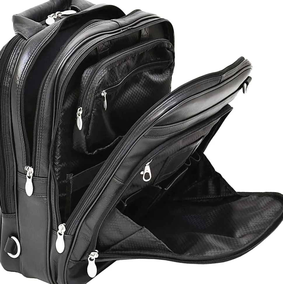 McKlein Lincoln Park Leather Convertible Computer Backpack, Black