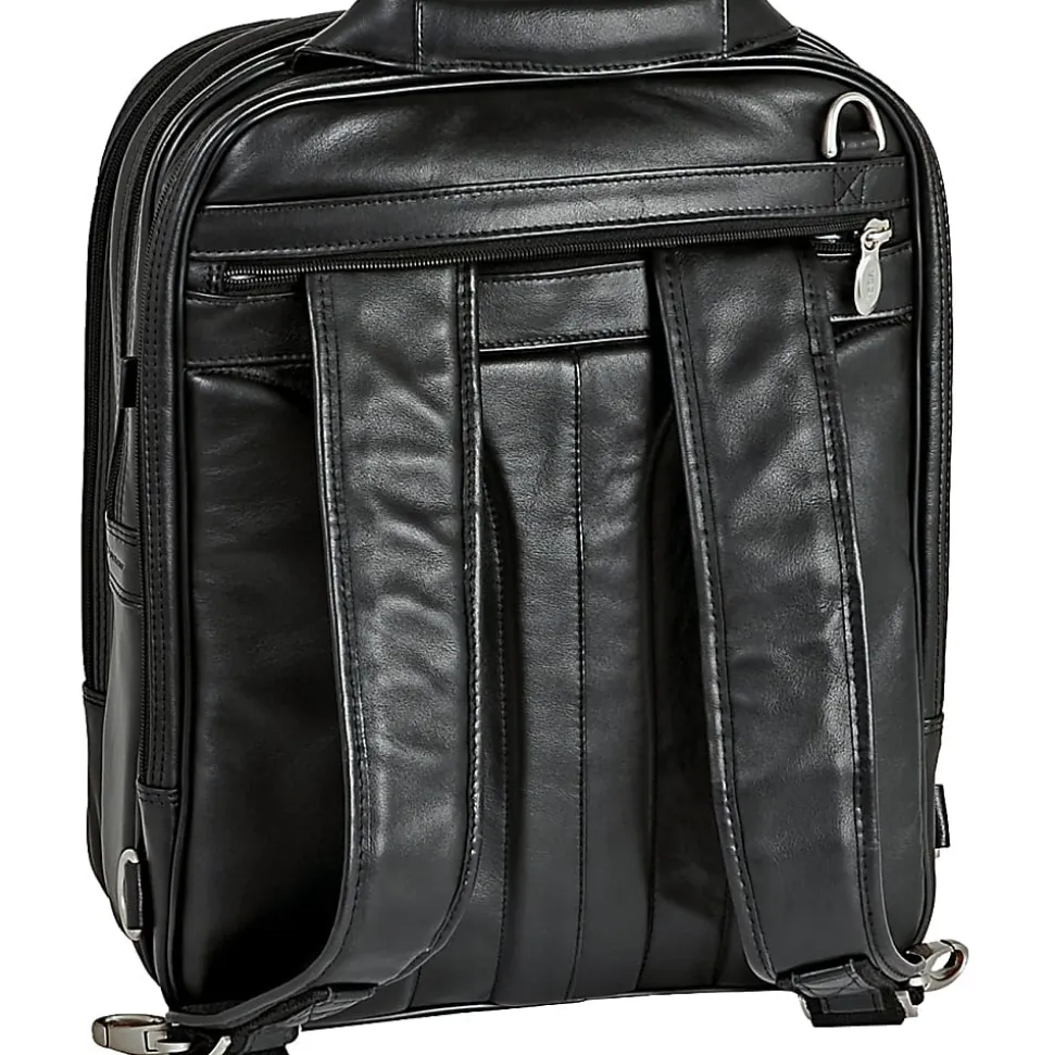 McKlein Lincoln Park Leather Convertible Computer Backpack, Black