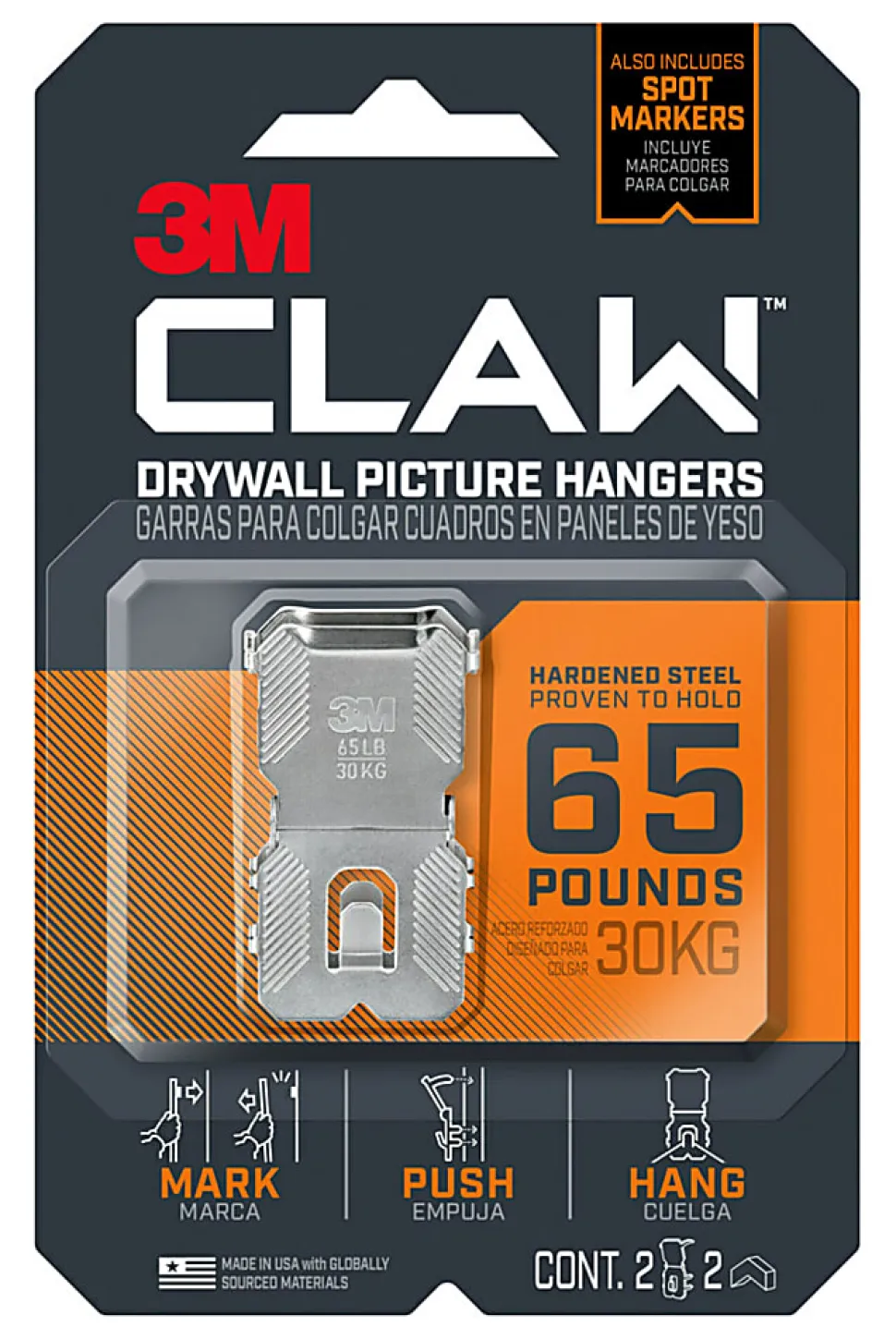 3M CLAW Drywall Picture Hanger, 3PH65M2ES