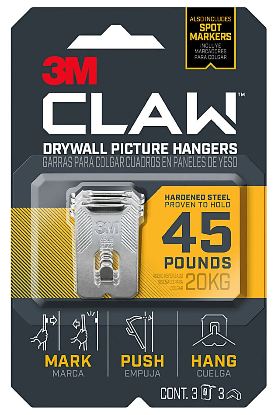 3M CLAW Drywall Picture Hanger, 3PH45M3ES