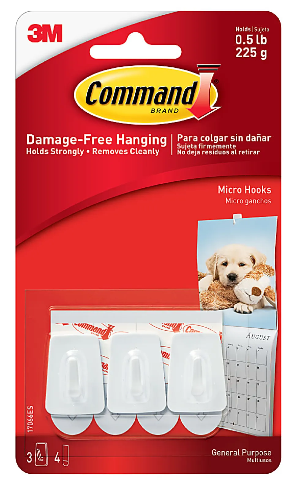 3M Command General Purpose Removable Plastic Hooks, Micro, 0.5 Lb Capacity, Pack Of 3