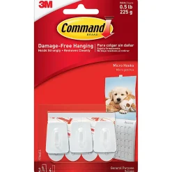 3M Command General Purpose Removable Plastic Hooks, Micro, 0.5 Lb Capacity, Pack Of 3