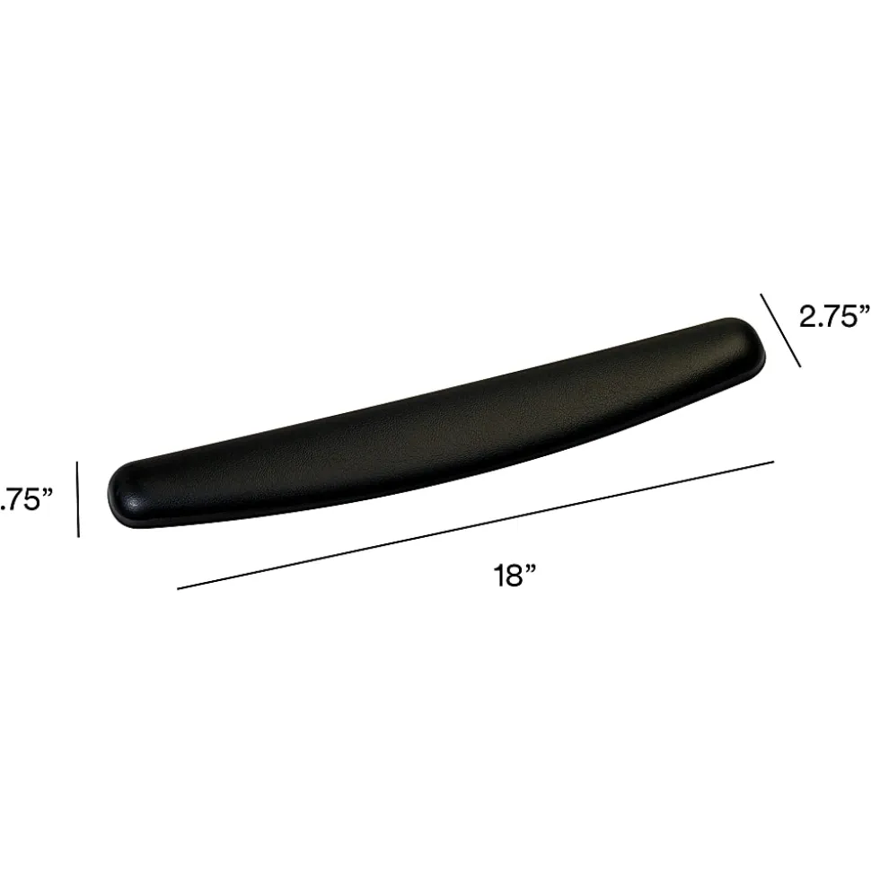3M™ Compact Gel Keyboards Wrist Rest With Antimicrobial Protection, 18" Wide, Black
