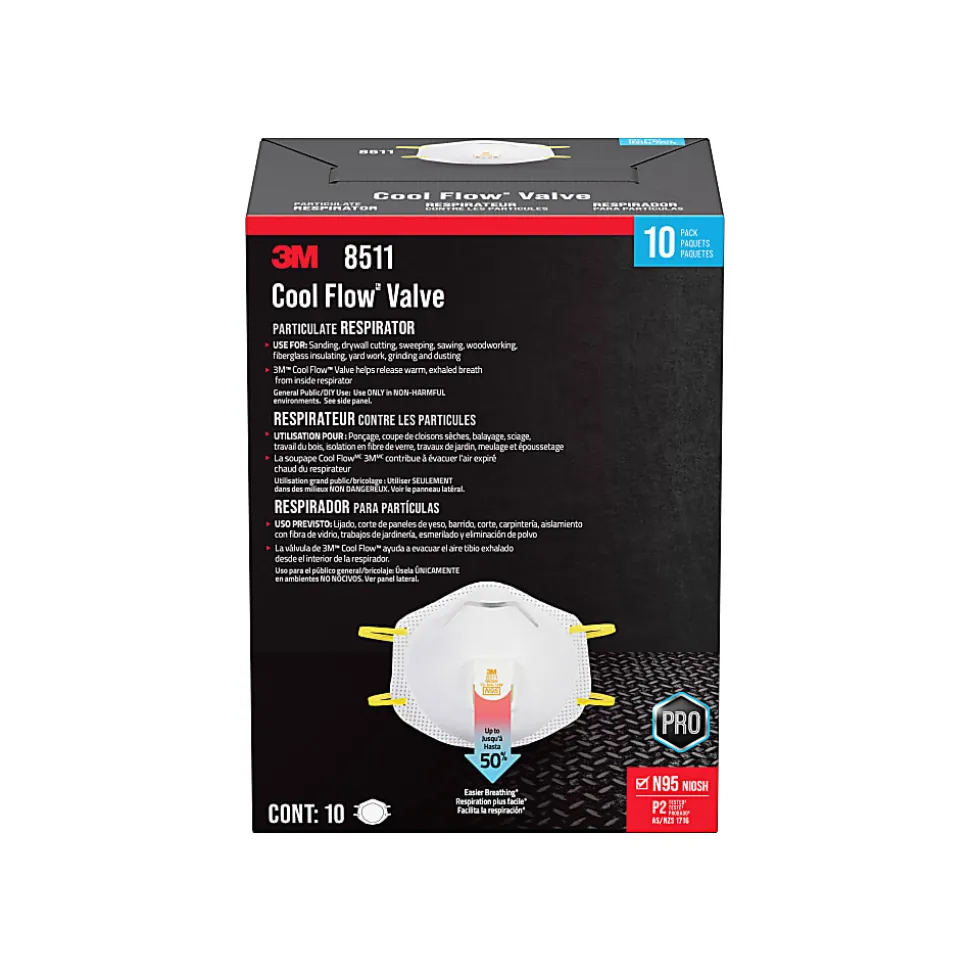 3M™ Cool Flow Paint Sanding Valved Respirator N95, 8511P10-DC-PS, Pack of 10