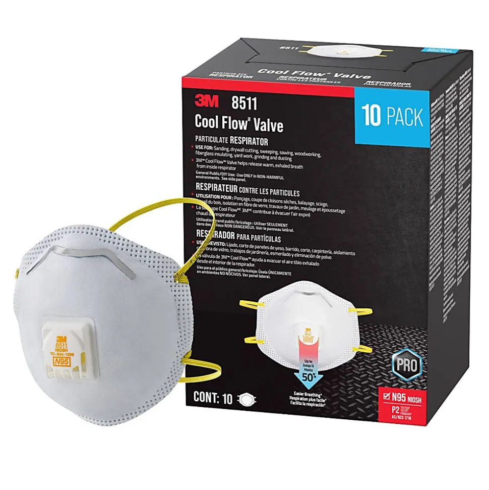 3M™ Cool Flow Paint Sanding Valved Respirator N95, 8511P10-DC-PS, Pack of 10