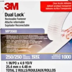 3M™ Dual Lock™ Reclosable Fastener Tape, MP-3560, 1" x 15', Clear