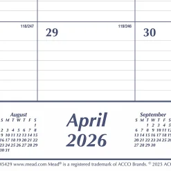 Mead® Basic Academic 2026-2027 Monthly Desk Pad Calendar, Standard, 21 3/4