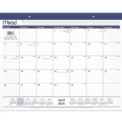 Mead® Basic Academic 2026-2027 Monthly Desk Pad Calendar, Standard, 21 3/4