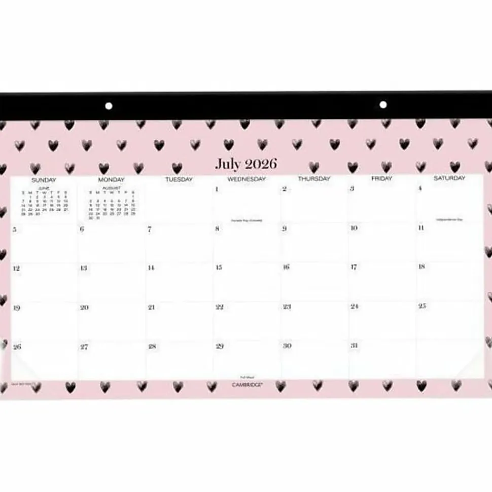 Mead Cambridge® Cherish Academic 2026-2027 Monthly Desk Pad Calendar, Compact, 11" x 17 3/4"