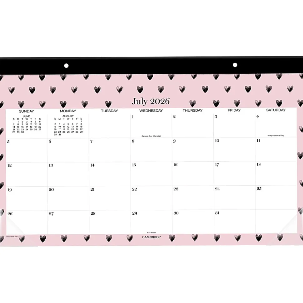 Mead Cambridge® Cherish Academic 2026-2027 Monthly Desk Pad Calendar, Compact, 11" x 17 3/4"